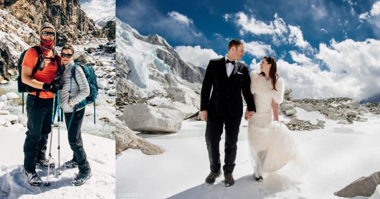 Couple Spends 3 Weeks Climbing Mt. Everest & Get Married At The Very Top