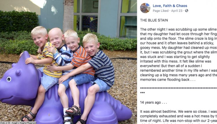 Mother shares story behind a blue ink stain as a reminder to parents of what’s really important in life