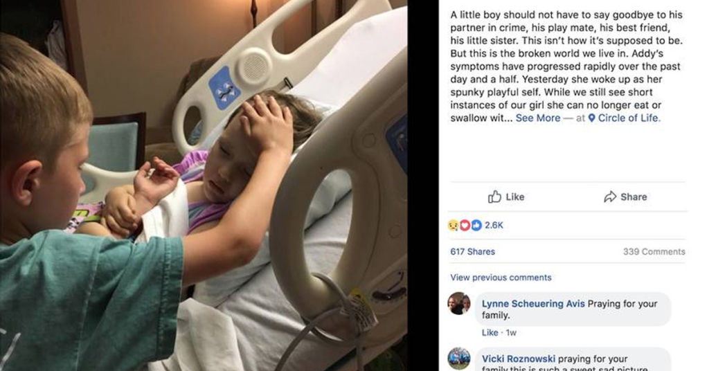 Boy says goodbye to his little sister and ‘partner in crime’ as she dies from cancer