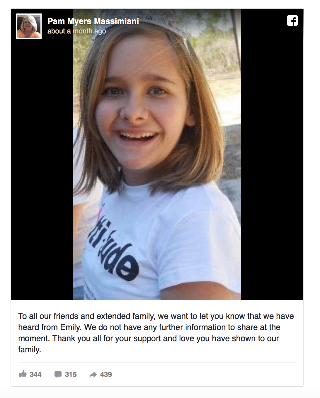 Letter arrives from Florida teen who vanished 5 years ago, family says