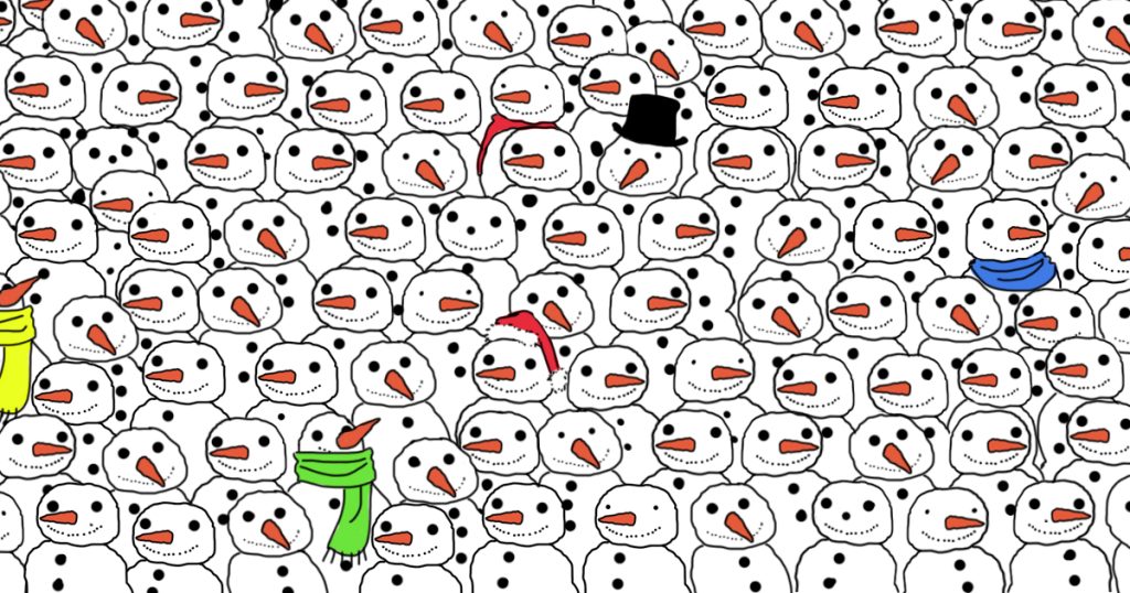 Nobody in my family could solve this one: Can you spot the panda among the snowman?