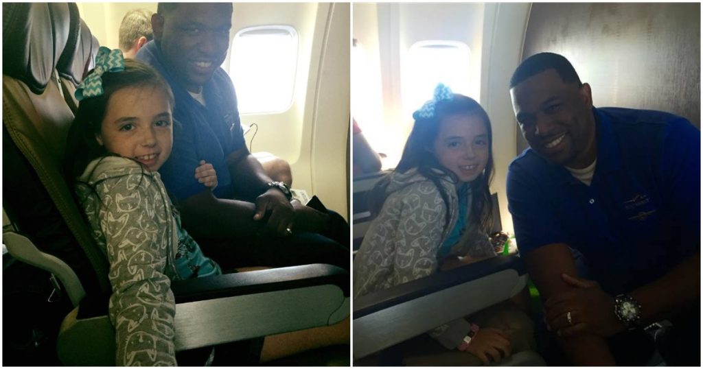 Touching Moment Flight Attendant Comforts a 9-Year-Old Girl when She Panics During Flight