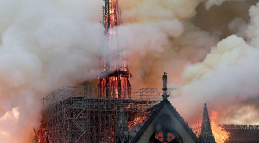 Paris Inferno – Notre Dame’s Iconic spire Collapses as massive blaze engulfs 850-year-old Paris cathedral